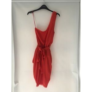One shoulder orange dress size small BAR III